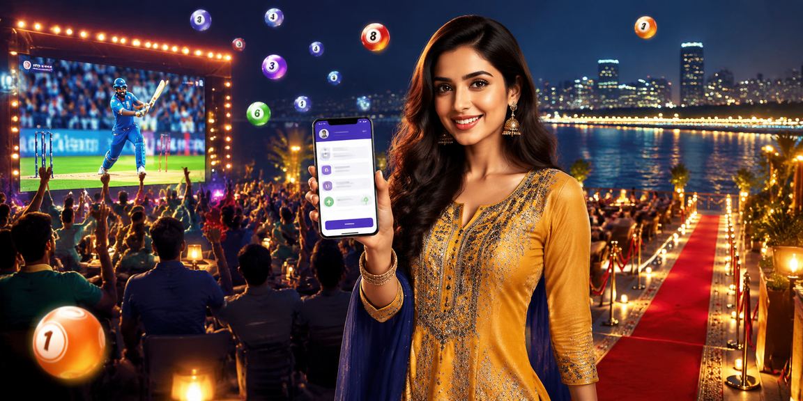 Indian woman placing cricket bets online on mobile in traditional attire